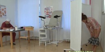 Nasty gyno fucks the ass of his slutty patient