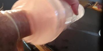 Swedish man fucks ice fleshlight wearing a condom
