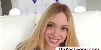 Blondie skinny teen Lucy Tyler gets banged by big cock and facialized