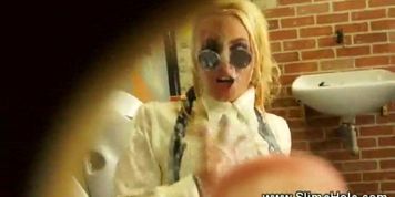 Bukkake covered babe fucked at the gloryhole - video 1 (Kaylana Reese)
