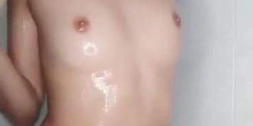 Latina is taking a shower on cam