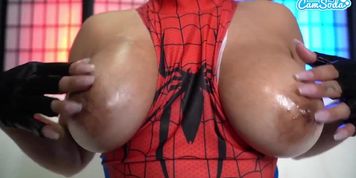 Hot Latina Cosplay As Spider Girl Spreads Her Pussy Wide For Huge Sex Toy