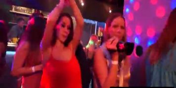 Trashy lesbians gets wild in a club
