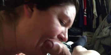 Eating her hubby's hard cock