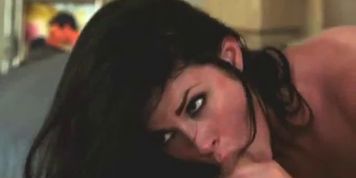 horny brunette getting sloppy facial