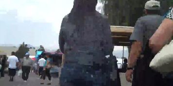 Nice big ass in butt tight blue jeans