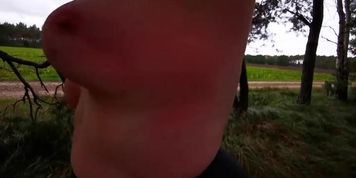 Outdoor Public Bdsm: Brush In Pussy & Slapping Tits - Bouncy Boobs Action