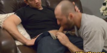 Sucking dude cum covered