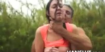 bonded girl fucked outdoors