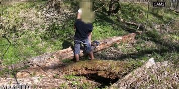 After hiking, we started a risky public outdoor forest screw - i took his cum by a fast handjob