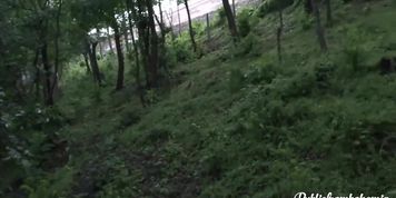 Big-Titted Brunette MILF Fucking in a Public Park with Tattoos (POV)