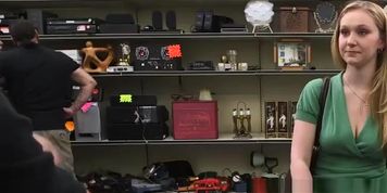 Busty pawnshop amateur cocksucking for cash