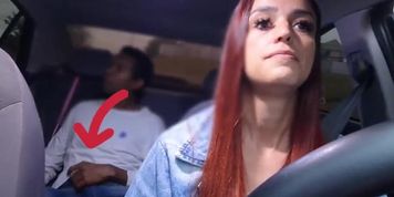 Slutty latina driver catches passenger jerking off and fucks him rough