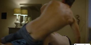 Horny stepbro throated and bareback fucks TS stepsisters ass