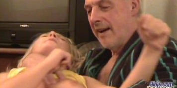blond jogster gets it (Old Man)