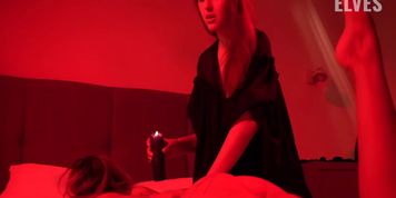Lesbian dominate her gf BDSM wax play