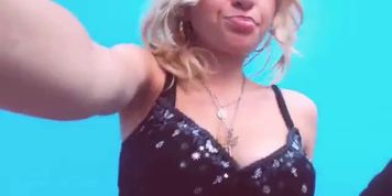 Busty showing her juicy pussy