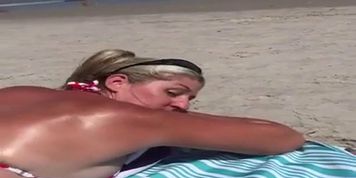 Pawg wife thong bikini on public beach