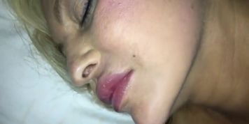 Cheating girlfriend couldn&rsquo;t wait to suck her brothers oiled dick for cum in her mouth, really hot!!