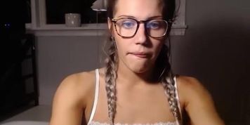hottest fit bonde girl around, smalltits blue eyes pigtails braces glases