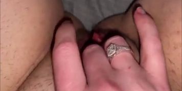 Chubby girlfriend masturbates closeup on her lover's camera