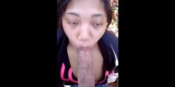 Pretty Eye Freak Sucking Dick Outside Woods