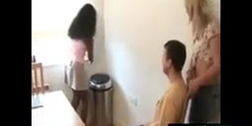 Two bad British girls strip and tease CFNM guy
