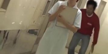 Asian nurse resisting against hard sharking on cam