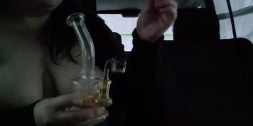 Boobs Out While Smoking A Dab