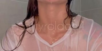 Latina with big ass takes a shower and gets fingering