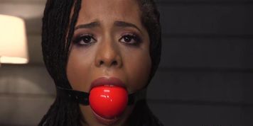 Anal threesome for ebony slave
