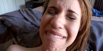 Tight amateur babe screwed in the ass while being filmed