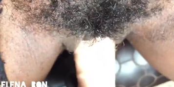 Busty Ebony Elena toys very closeup (Elena bon)