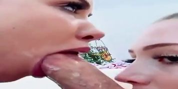 Teens share dick and puke (Arietta Adams, Naomi Blue)