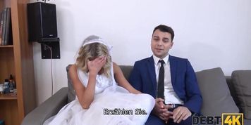 DEBT4k. Big debts are the reason why the girl is fucked in the presence of the groom