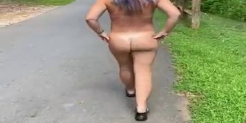 Naked wife walking on public trails 