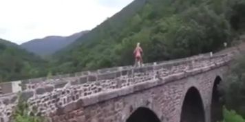 Naked and flashing doing cycling