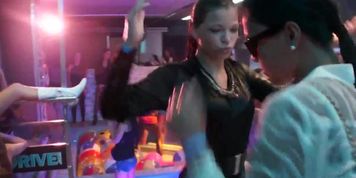 Sexy party chicks fucking in club orgy