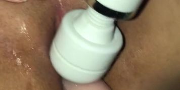 Fucking British gf with wand and dildo machine until she squirts