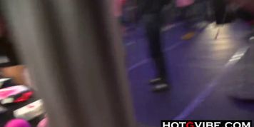 Spanish Brunette Public Fingering