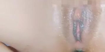 horny teen pinay, fingering in front of camera, 