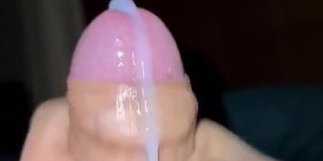 Huge cumshot in slow motion.