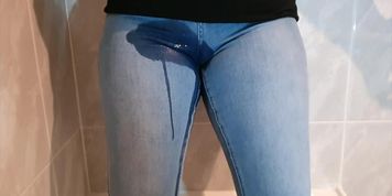 Desperate Pee My Pants When I Get Home From Work - Wetting Through Jeans