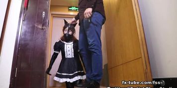 fx-tube com latex maid to become pet