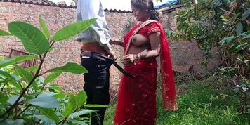 Indian Village Hot Bhabhi In Red Saari Outdoor Porn Video (IndianSexVideo)