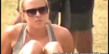 Blond Fit Hottie Sitting and Watching