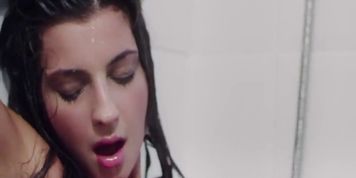 Watch stunning brunette Melena masturbating rough in the shower