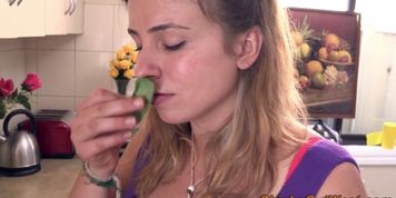Busty aussie makes out