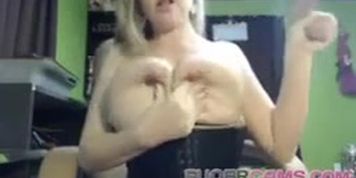 Blonde MILF with big tits and milk for you