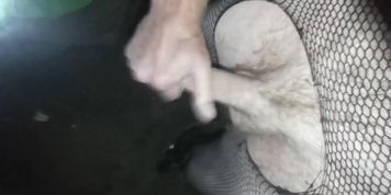 Crossdresser under bridge blows a load of cum